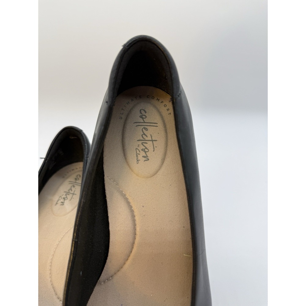 Clarks Collection Pump Heel Womens Size 8.5 M Black Leather Model 15260 Slip Ons - Picture 5 of 8